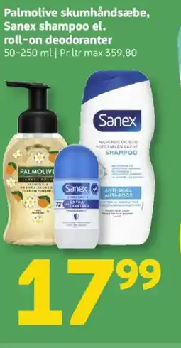 Løvbjerg Palmolive skumhåndsæbe, Sanex shampoo el. roll-on deodoranter tilbud