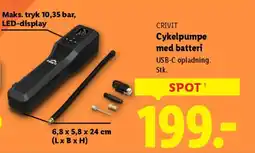 Lidl CRIVIT Cykelpumpe med batteri tilbud