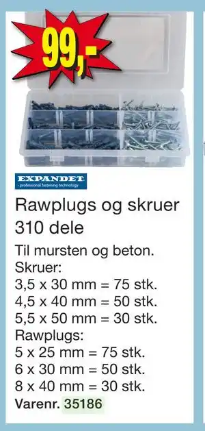 Harald Nyborg Rawplugs og skruer 310 dele tilbud