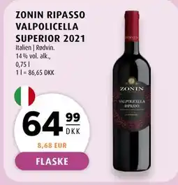 Scandinavian Park ZONIN RIPASSO VALPOLICELLA SUPERIOR 2021 tilbud
