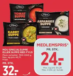 MENY Mou specialsuppe / suppe med fyld tilbud