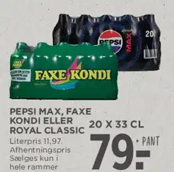 MENY Pepsi Max / Faxe Kondi / Royal Classic (drikkevarer) tilbud