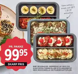 MENY Bøf bearnaise / mørbrad af gris / kyllingebryst med mozzarella og flødekartofler tilbud