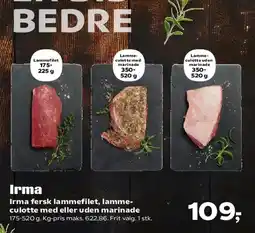 SuperBrugsen Irma fersk lammefilet / lammeculotte (med eller uden marinade) tilbud