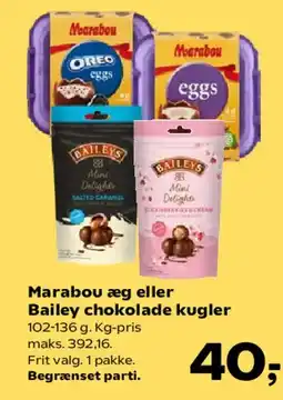 SuperBrugsen Marabou æg eller Bailey chokolade kugler tilbud