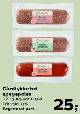 SuperBrugsen Gårdykke hel spegepølse tilbud
