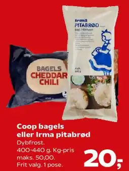 SuperBrugsen Coop bagels eller Irma pitabrød tilbud