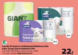 SuperBrugsen Lambi Premium toiletpapir / Coop Giant køkkenrulle tilbud