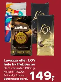 SuperBrugsen Lavazza eller L'OR hele kaffebønner tilbud