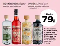 SuperBrugsen Koskenkorva Climate Vodka / Aalborg Rød Grød Shot / Koskenkorva Cream Likør tilbud