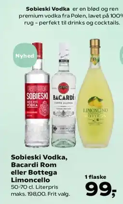 SuperBrugsen Sobieski Vodka, Bacardi Rom eller Bottega Limoncello tilbud