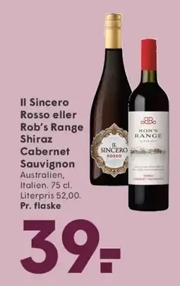 SPAR Il Sincero Rosso / Rob's Range Shiraz Cabernet Sauvignon tilbud