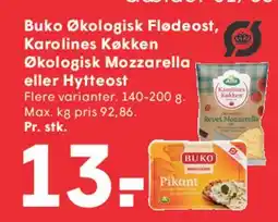 SPAR Buko Økologisk Flødeost / Karolines Køkken Økologisk Mozzarella eller Hytteost tilbud