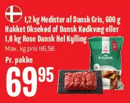 Min Købmand Kødpakke (medister / hakket oksekød / hel kylling) tilbud