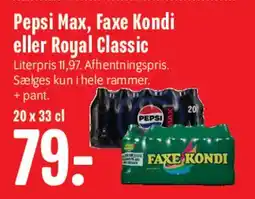 Min Købmand Pepsi Max, Faxe Kondi eller Royal Classic (20 x 33 cl) tilbud
