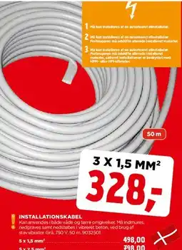 jem & fix Installationskabel (spole) 3 x 1,5 mm² tilbud