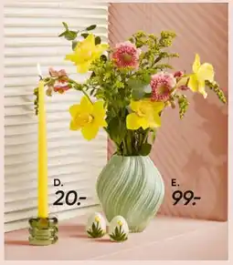 Bilka Grøn glasvase og lysestage tilbud