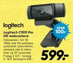 Bilka Logitech C920 Pro HD webcam tilbud