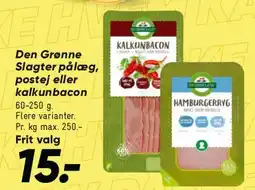 Bilka Den Grønne Slagter pålæg / kalkunbacon tilbud