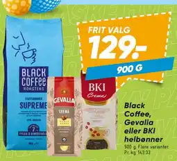 Bilka Black Coffee / Gevalia / BKI hele bønner tilbud