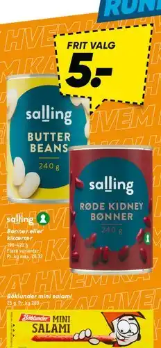 Bilka Salling bønner (butter beans / kidney bønner) tilbud