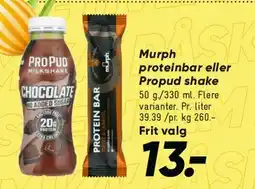 Bilka Murph proteinbar / ProPud shake tilbud