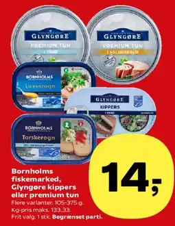 Kvickly Bornholms fiskemarked / Glyngøre - kippers eller premium tun tilbud