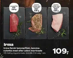 Kvickly Irma fersk lammefileter / lammeculotte tilbud