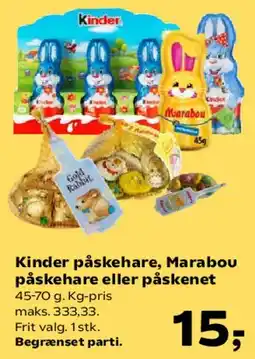 Kvickly Kinder/Marabou påskehare eller påskenet tilbud