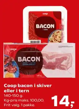 Kvickly Coop bacon i skiver eller i tern tilbud