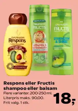 Kvickly Respons eller Fructis shampoo eller balsam tilbud
