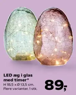 Kvickly LED æg i glas med timer tilbud