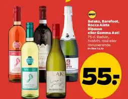 Netto Selaks, Barefoot, Rocca Alata Ripasso eller Gemma Asti (75 cl) tilbud