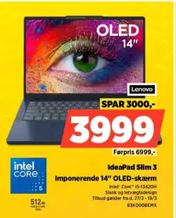 Power Lenovo IdeaPad Slim 3 83K000BEMX tilbud