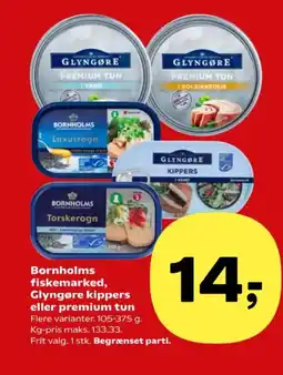 Kvickly Bornholms fiskemarked, Glyngøre kippers eller premium tun tilbud