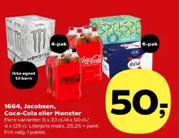 Kvickly 1664, Jacobsen, Coca-Cola eller Monster tilbud