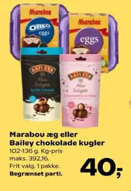 Kvickly Marabou æg eller Bailey chokolade kugler tilbud