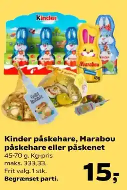 Kvickly Kinder påskehare, Marabou påskehare eller påskenet tilbud