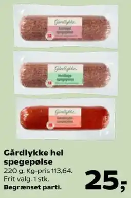 Kvickly Gårdlykke hel spegepølse tilbud