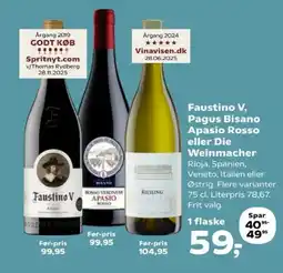 Kvickly Faustino V, Pagus Bisano Apasio Rosso eller Die Weinmacher tilbud