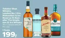 Kvickly Talisker Skye Whisky, London No. 1 Gin, Matusalem Gran Reserva 15 Rom eller The Single- ton 12 års Whisky tilbud