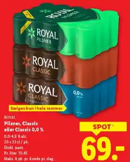 Lidl Royal Pilsner / Classic / Classic 0,0% tilbud