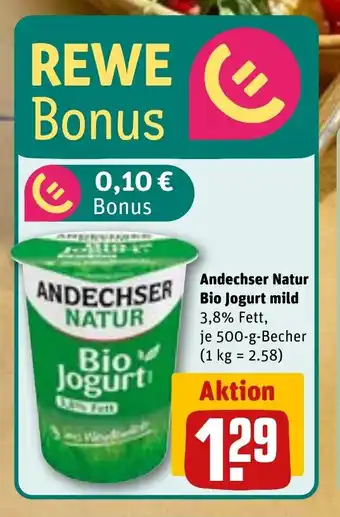 REWE DE ANDECHSER Natur bio jogurt mild tilbud