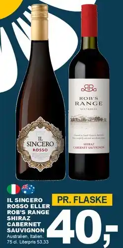 Let-Køb Il Sincero Rosso / Rob's Range Shiraz Cabernet Sauvignon tilbud