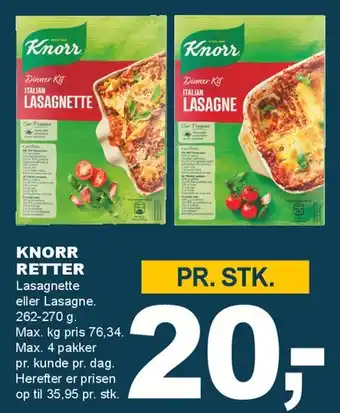 Let-Køb Knorr Retter - Lasagnette / Lasagne tilbud