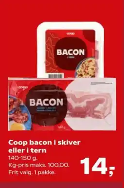 Kvickly Coop bacon i skiver eller i tern tilbud