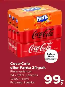 Kvickly Coca-Cola eller Fanta 24-pak tilbud
