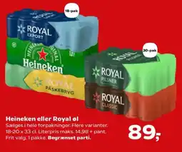 Kvickly Heineken eller Royal øl tilbud