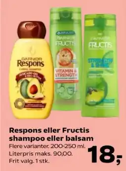 Kvickly Respons eller Fructis shampoo eller balsam tilbud