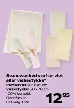 Kvickly Stonewashed stofserviet eller viskestykke tilbud